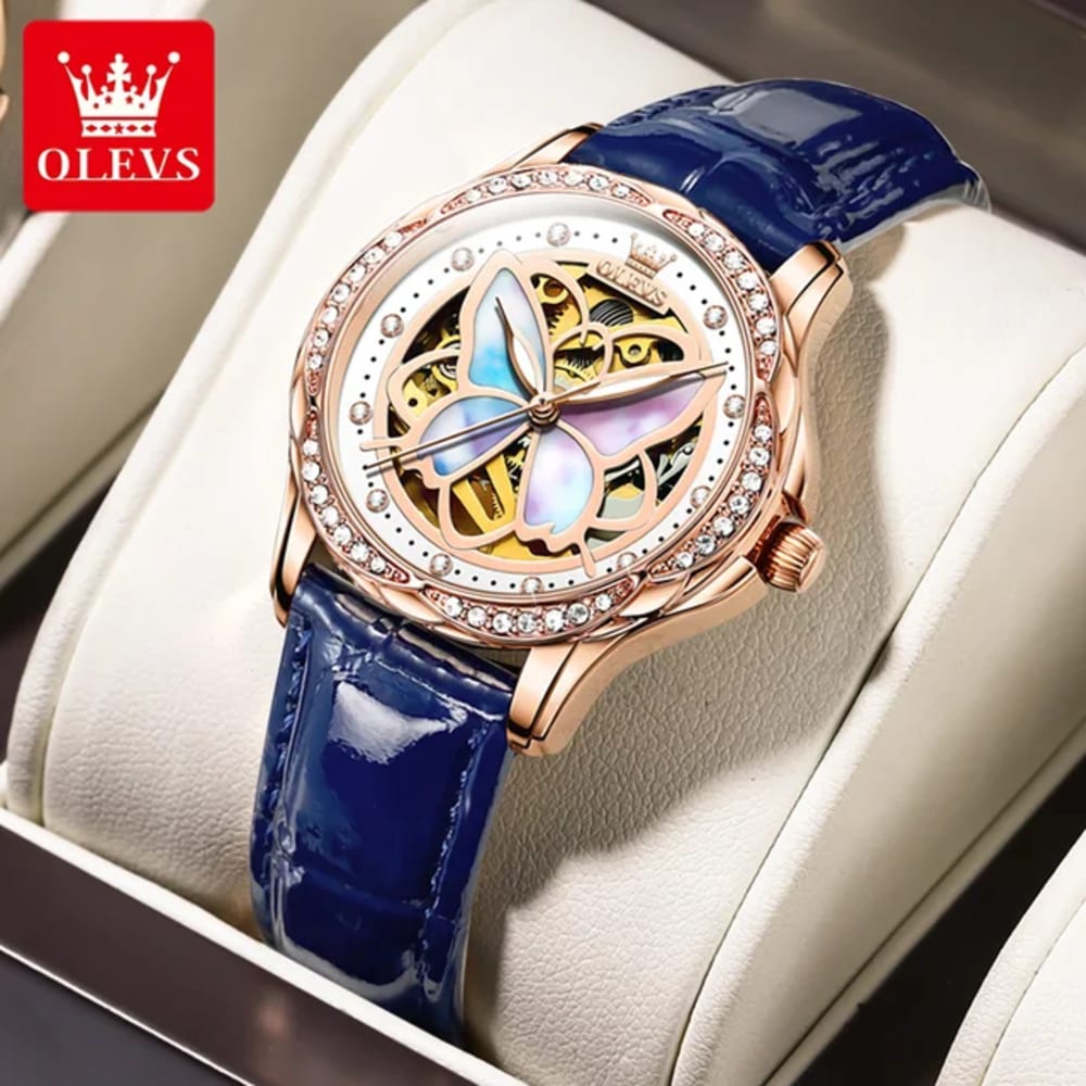 OLEVS  Rose Gold Elegant Butterfly Mechanical Watch for Women